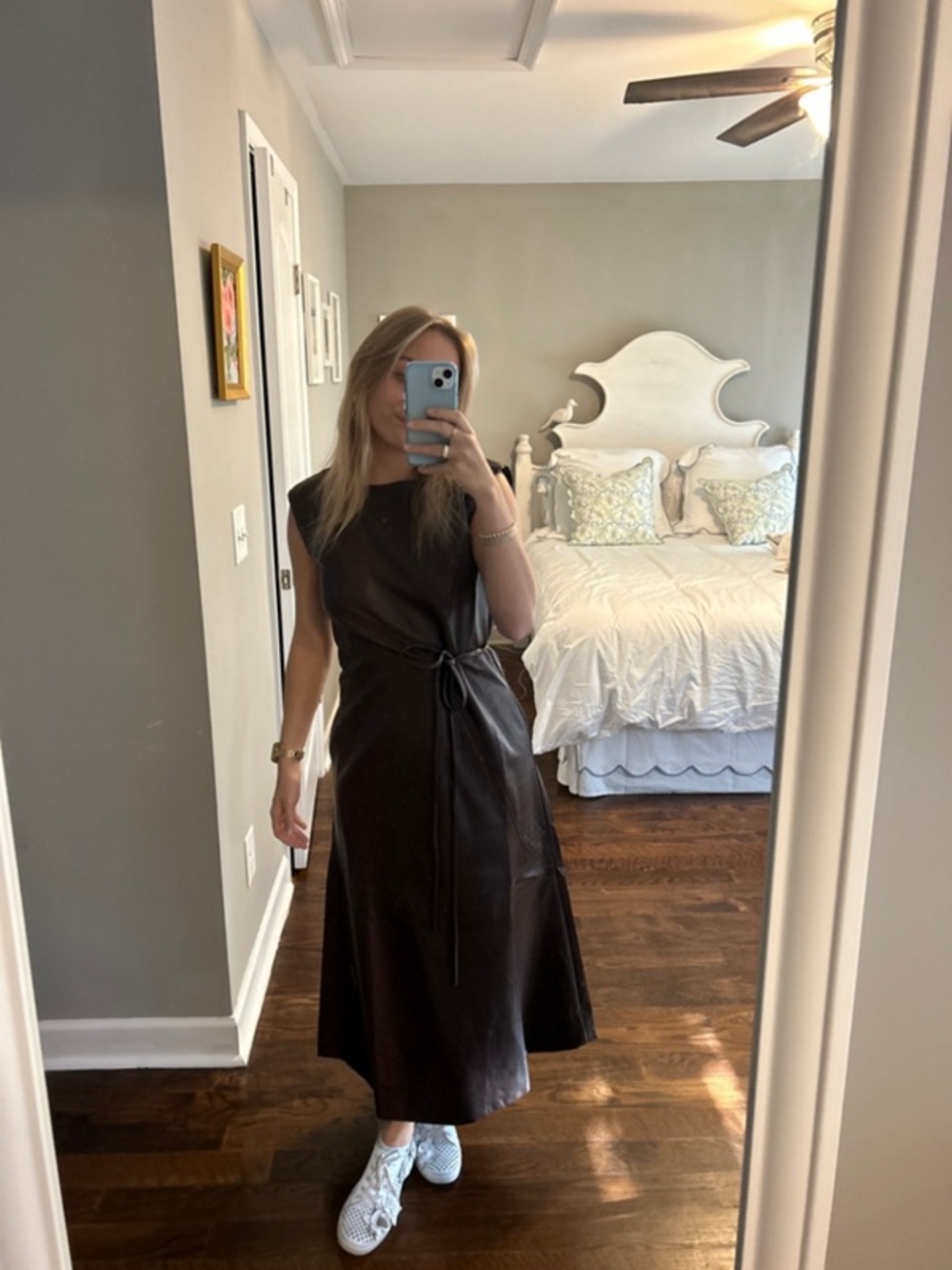 Maeve by Anthropologie Sleeveless Vegan Leather Wrap Midi Dress - Picture 9 of 13